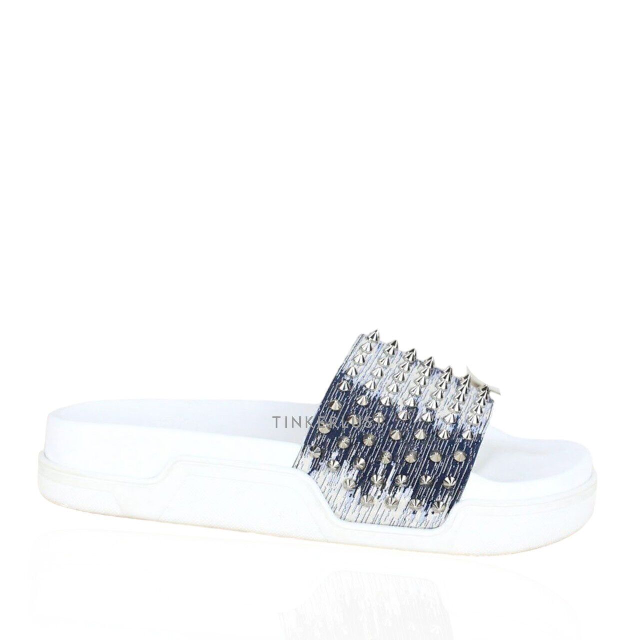 sepatu sandals Christian Louboutin Pool Fun Denim Silver